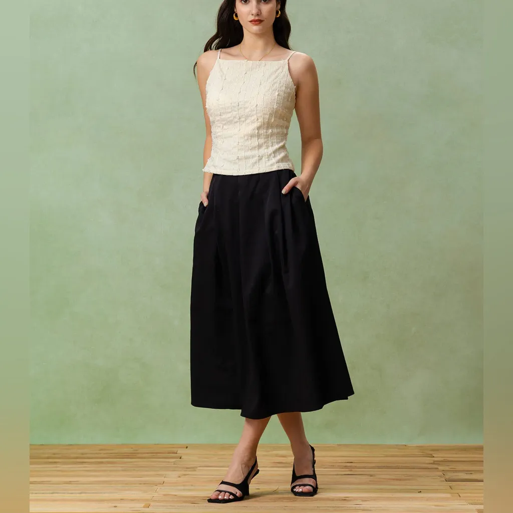 Rihoas Beige Textured Slim Cami Top - Image 4