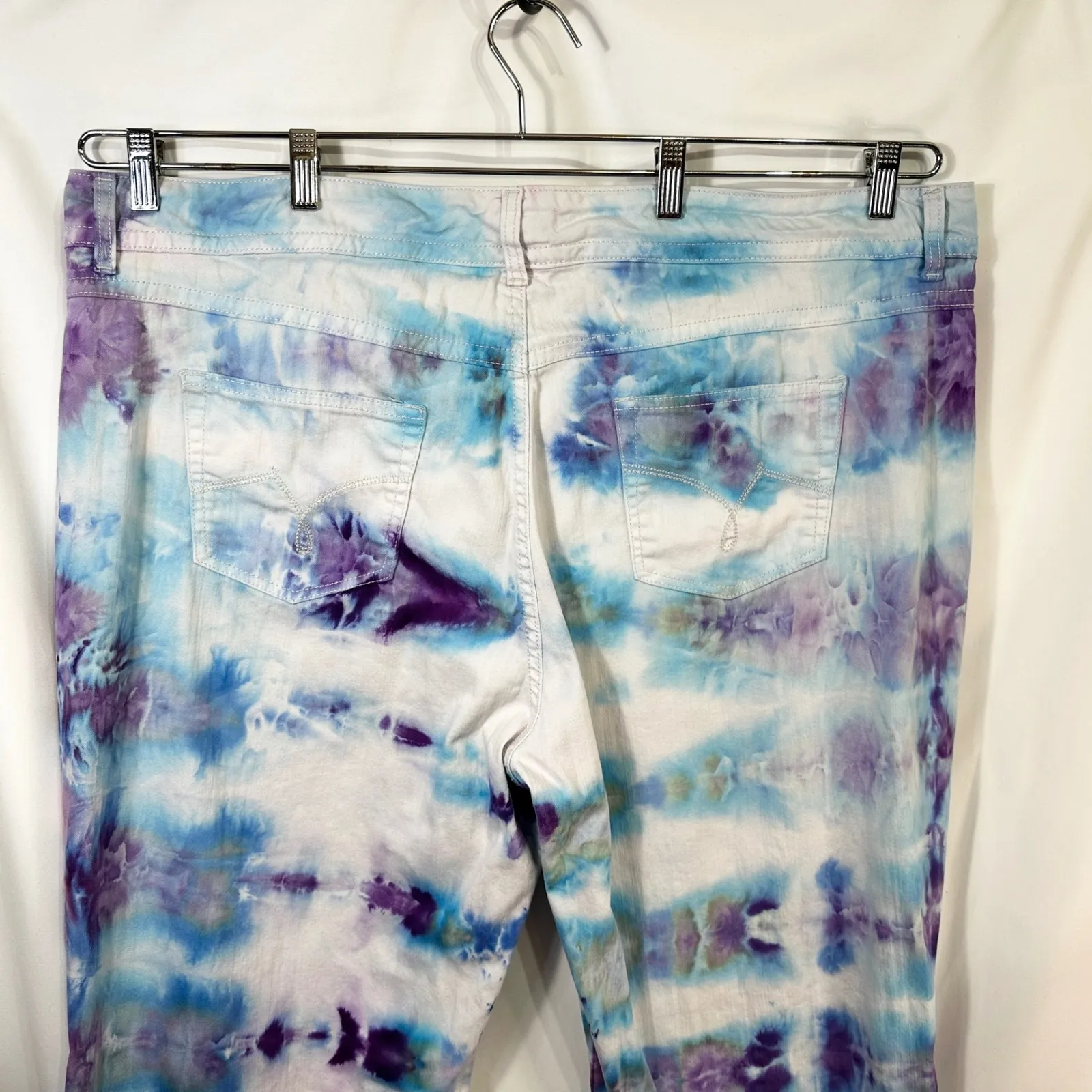 JMS Just My Size Plus Size 26WP Jeans Handmade Tie Dye Bootcut Purple Blue 670 - Image 9