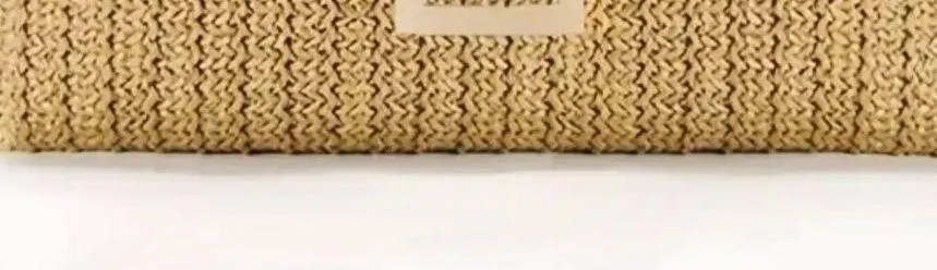 Tan woven clutch bag with gold hardware - Image 2