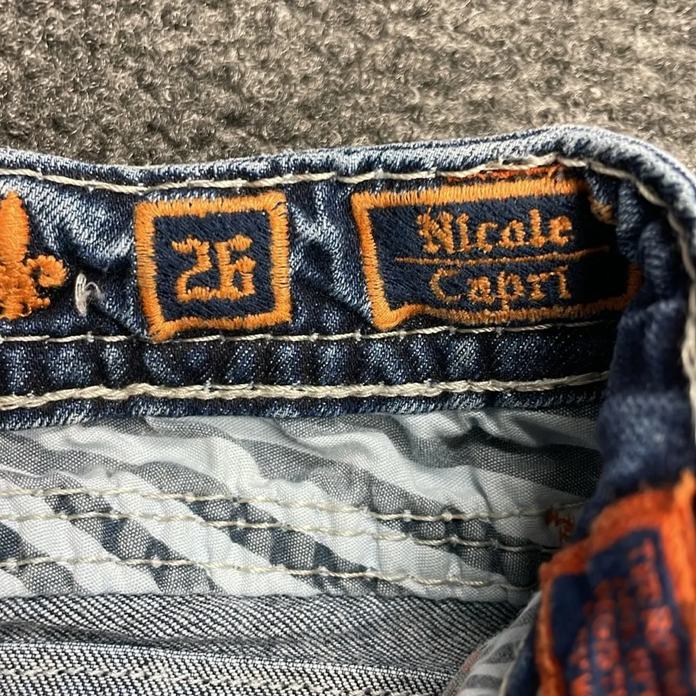 ROCK REVIVAL Rhinestone Nicole Capri Jeans Size 26 Cowgirl Rhinestones Western - Image 7