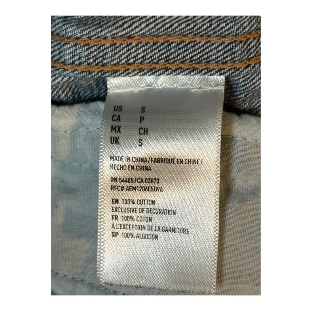 American Eagle  Denim Vest Distressed Medium Wash Jean Sleeveless Size‎ Small - Image 6