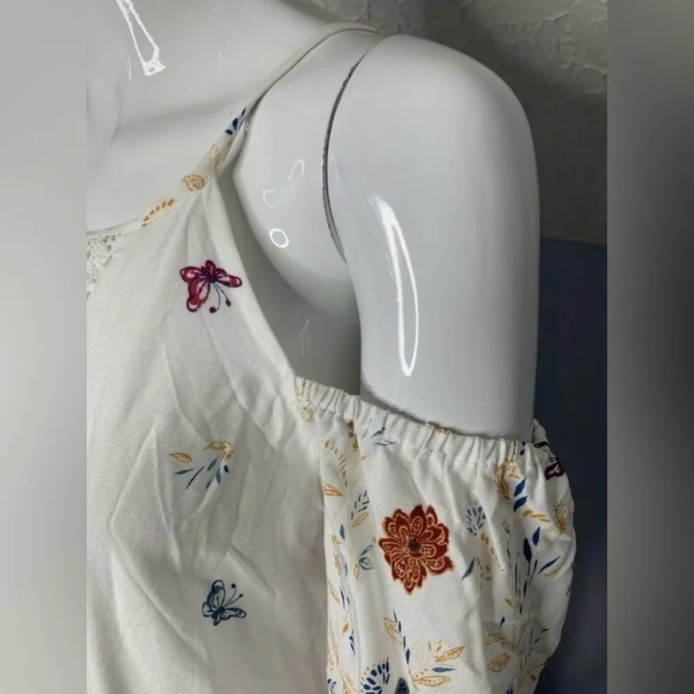 Hem & Thread Women White Floral Boho Tunic Dress Size Small - Image 3