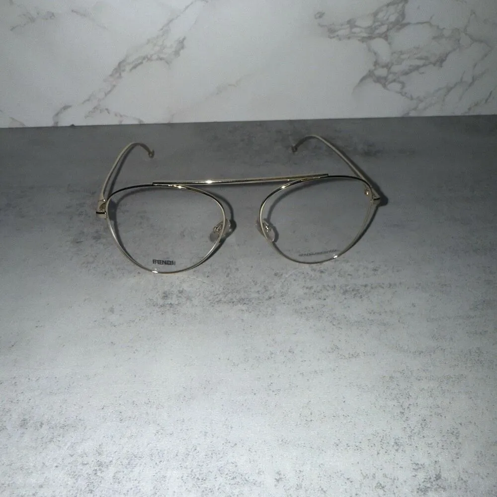 FENDI Aviator Eyeglasses FF0352 J5G Gold 56mm - $460 Retail - Image 15