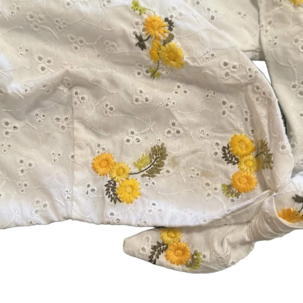 Agua Bendita  Tie Knot Bra Bikini Top M Embroidery Flowers New - Image 4