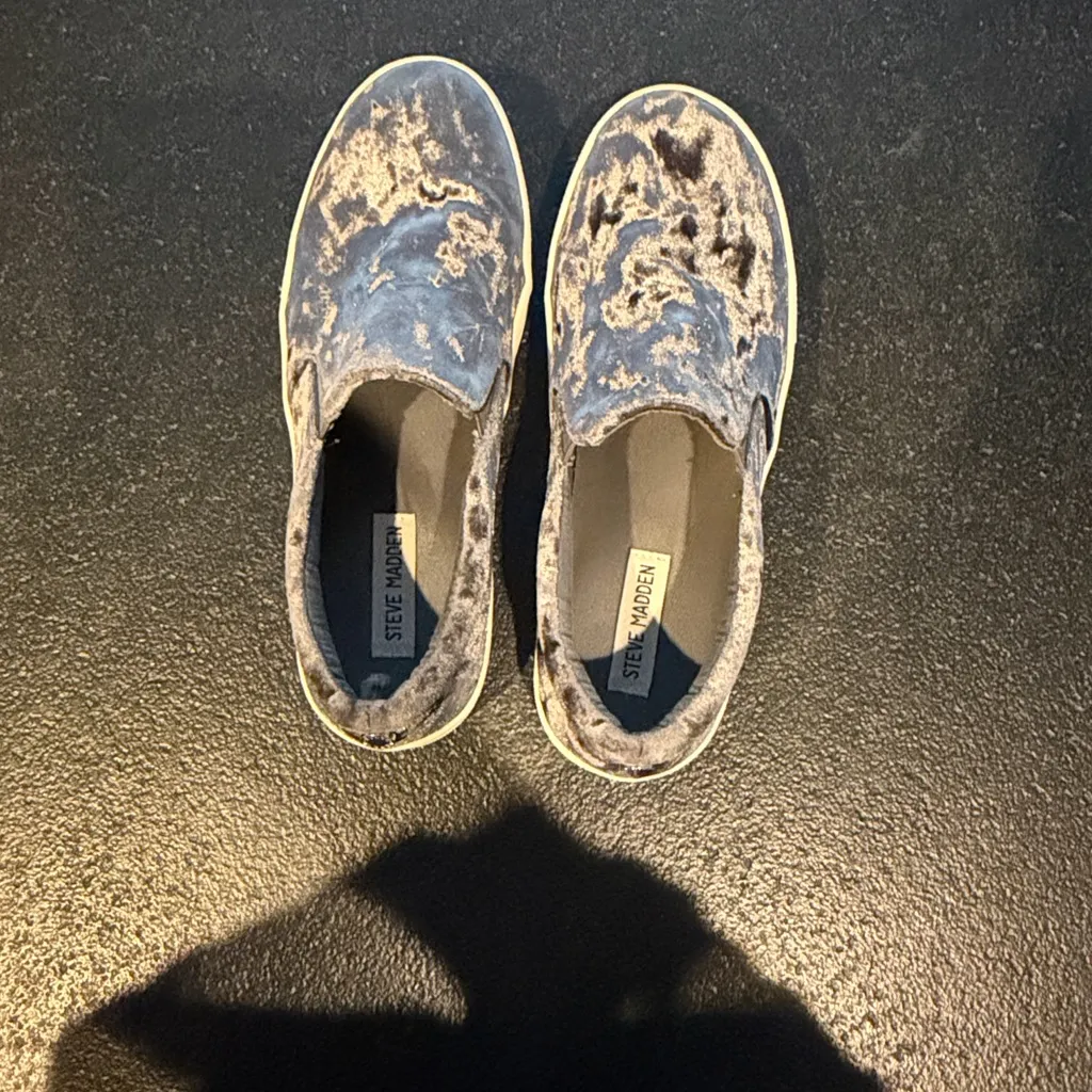 Steve Madden Shoes Women’s 8.5! Gema Crushed Velvet Slip On Sneakers Gray! - Image 12