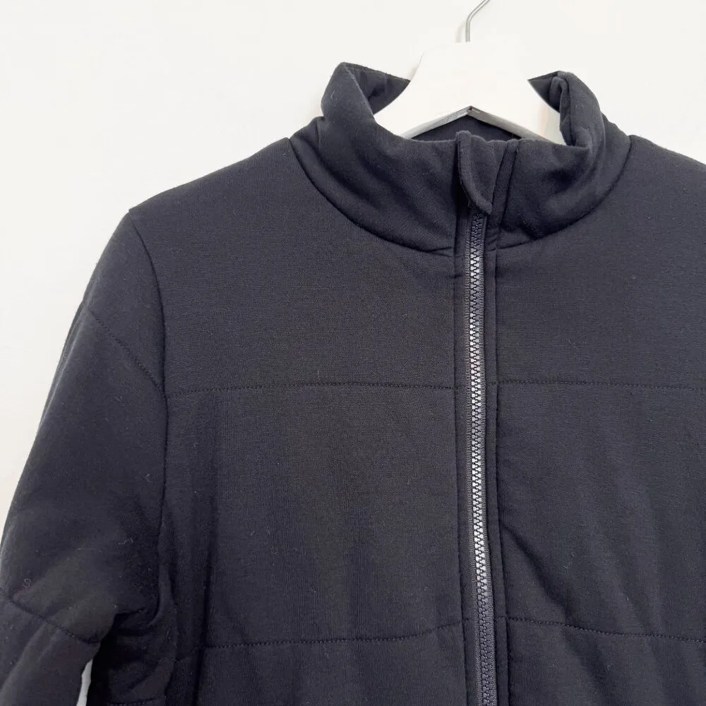 Three Dots  Quilted Zip Front Long Sleeve Black Jacket Puff Sweatshirt Size Small - Image 2