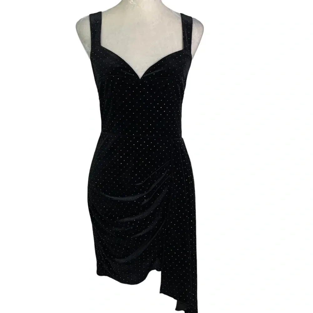 SAYLOR Nollie Black Velvet Mini Dress with Colorful Dots M NWT - Image 9