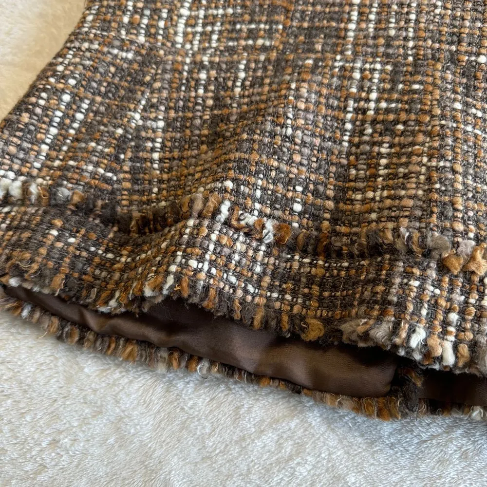 Perry Ellis Tweed Blazer Jacket Womens Sz 12 Brown Wool Blend Preppy Career Work - Image 11