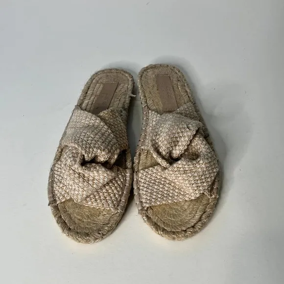 ASOS Shoes Cloth Fabric Straps Natural Flat Slide Sandals 9 - Image 2