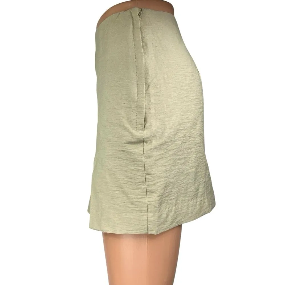 H&M Women's Beige Linen Side Zip Slit Casual Mini Straight Pencil Skirt Size 6 - Image 2