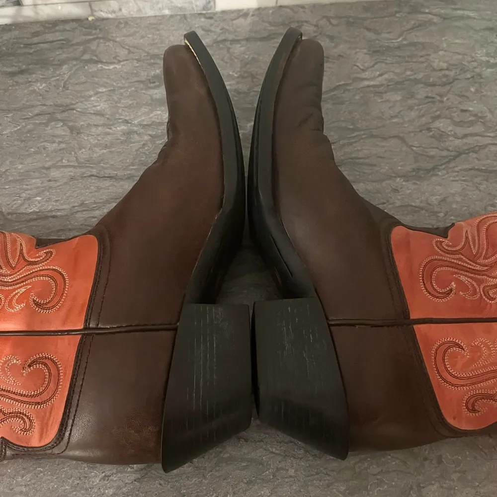 ARIAT Brown & Burnt Orange Leather Cowboy  Boots Women’s Size 10 B Style #15821 - Image 12