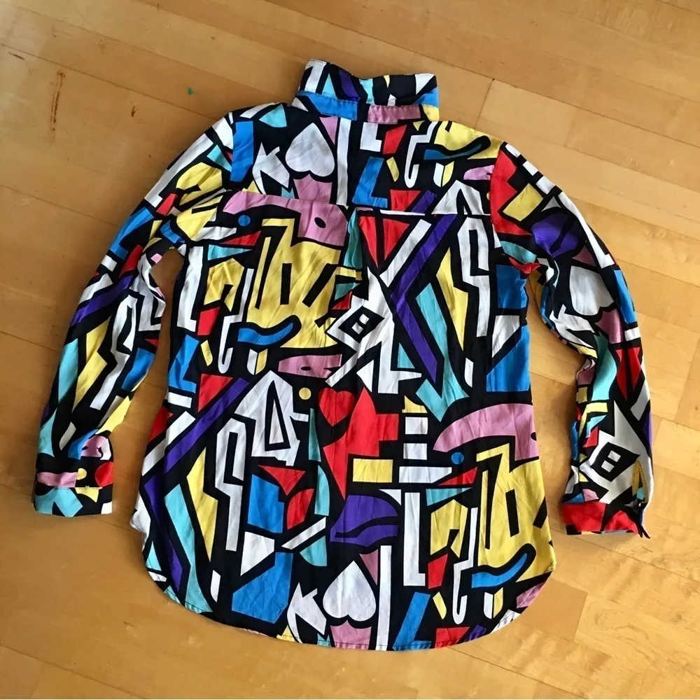 Big Dart Pop Art, Colorful Blouse, Abstract, Graphic, Geometric, Size M (EUR 38) Black Size M - Image 3