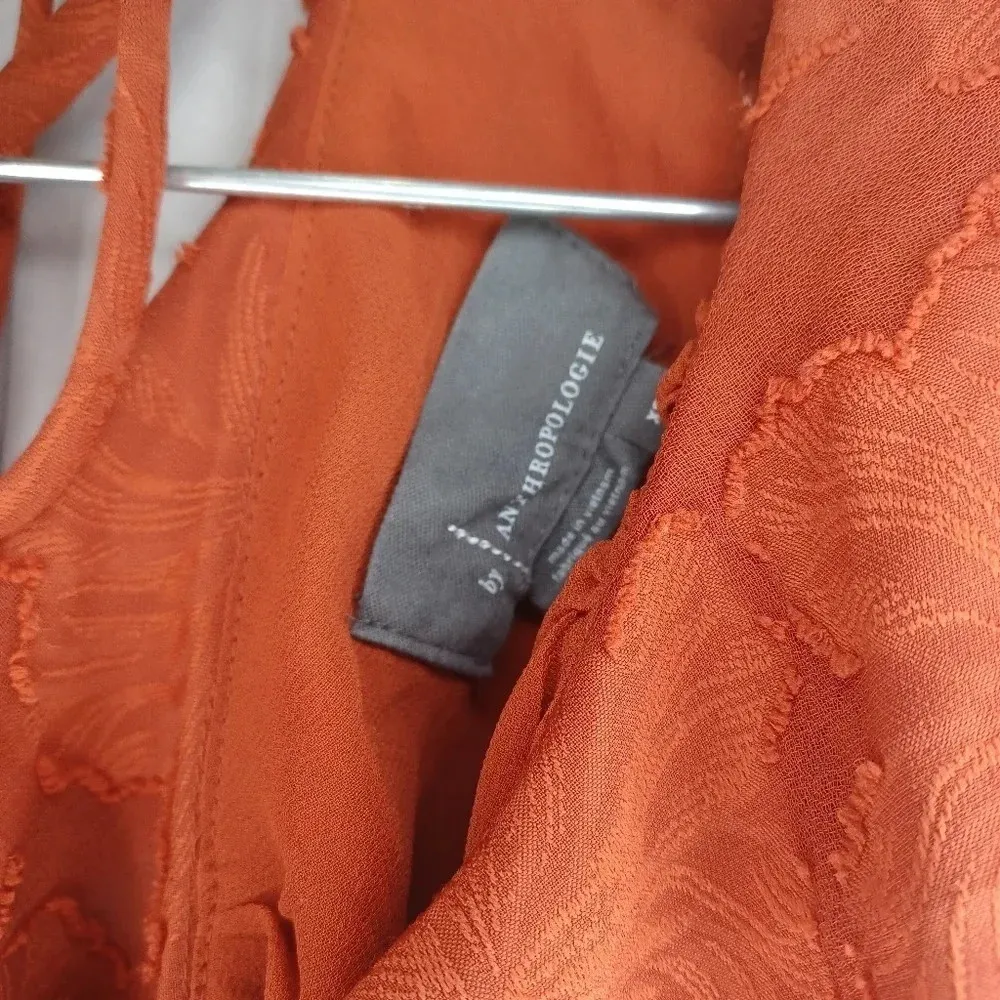 Anthropologie textured floral Ruffle boho blouse - Image 7