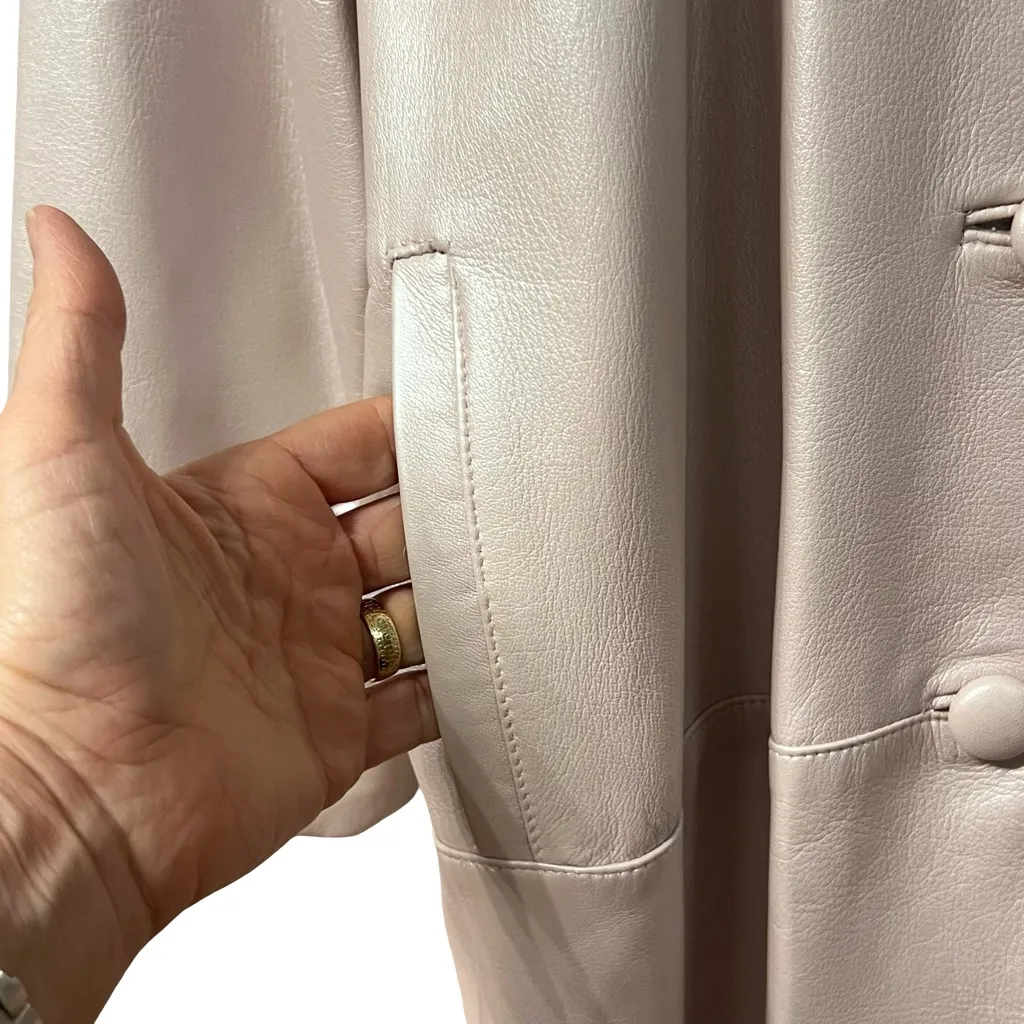 Vintage Dero by Rocco D'Amelio Womens Genuine Leather Coat Size L Pearl Pink USA Size L - Image 4