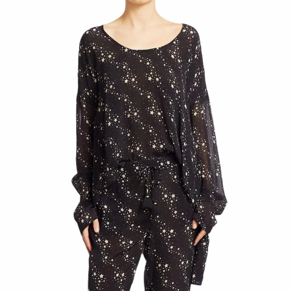 Figue Ani star print draped asymmetrical hem tunic size M Size M - Image 12