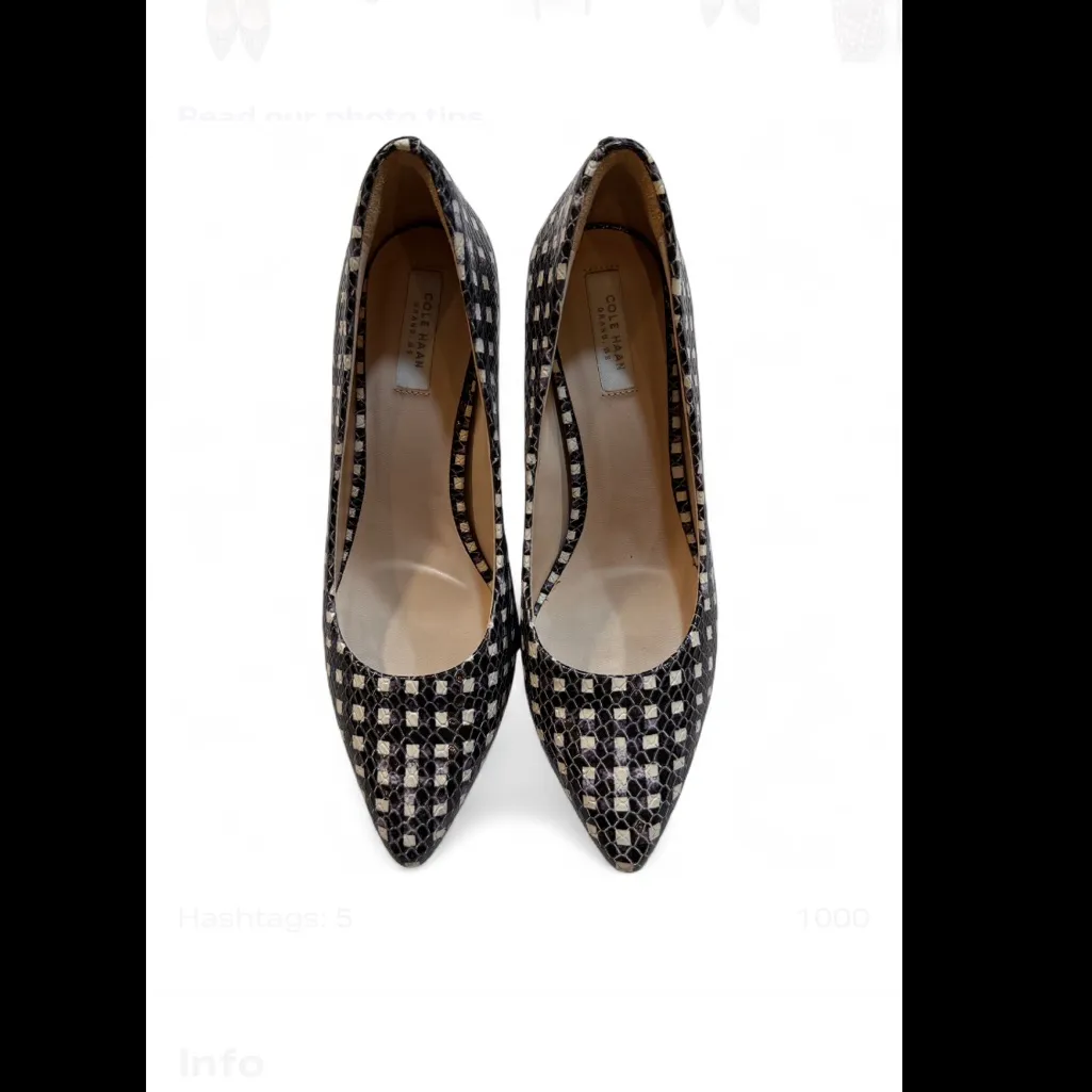 Cole Haan  Grand.OS Snakeskin Leather Heels
Size 6 | Black White Python Print - Image 4