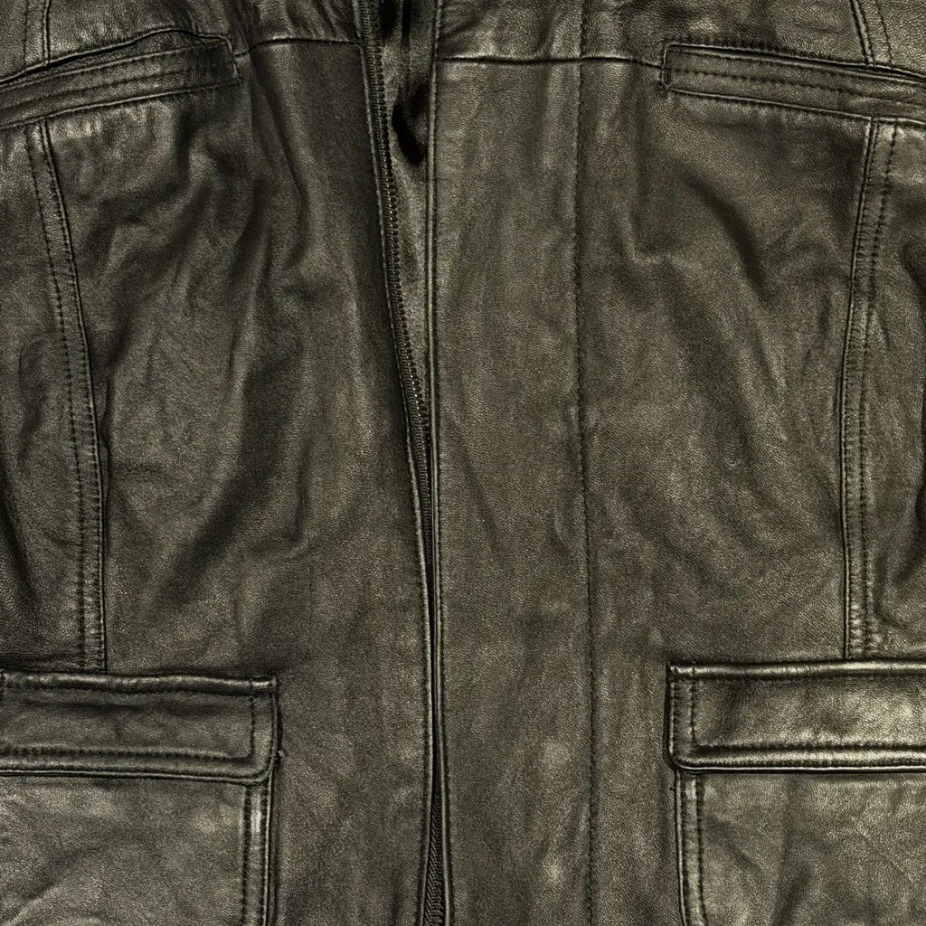 Bebe  Cropped Black Genuine Leather Jacket - Image 5