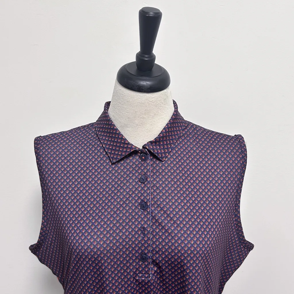 Peter Millar Navy Blue Red Orange Sleeveless Collared Polo Shorts Skort Set XL - Image 3