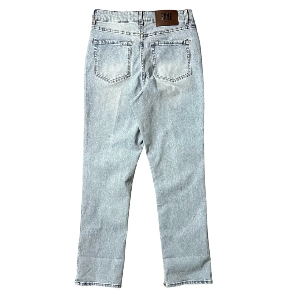 FRYE High Rise Straight Leg Relaxed Fit Cuffed Uncuffed Jean Blue Denim Sz 4/27 - Image 4