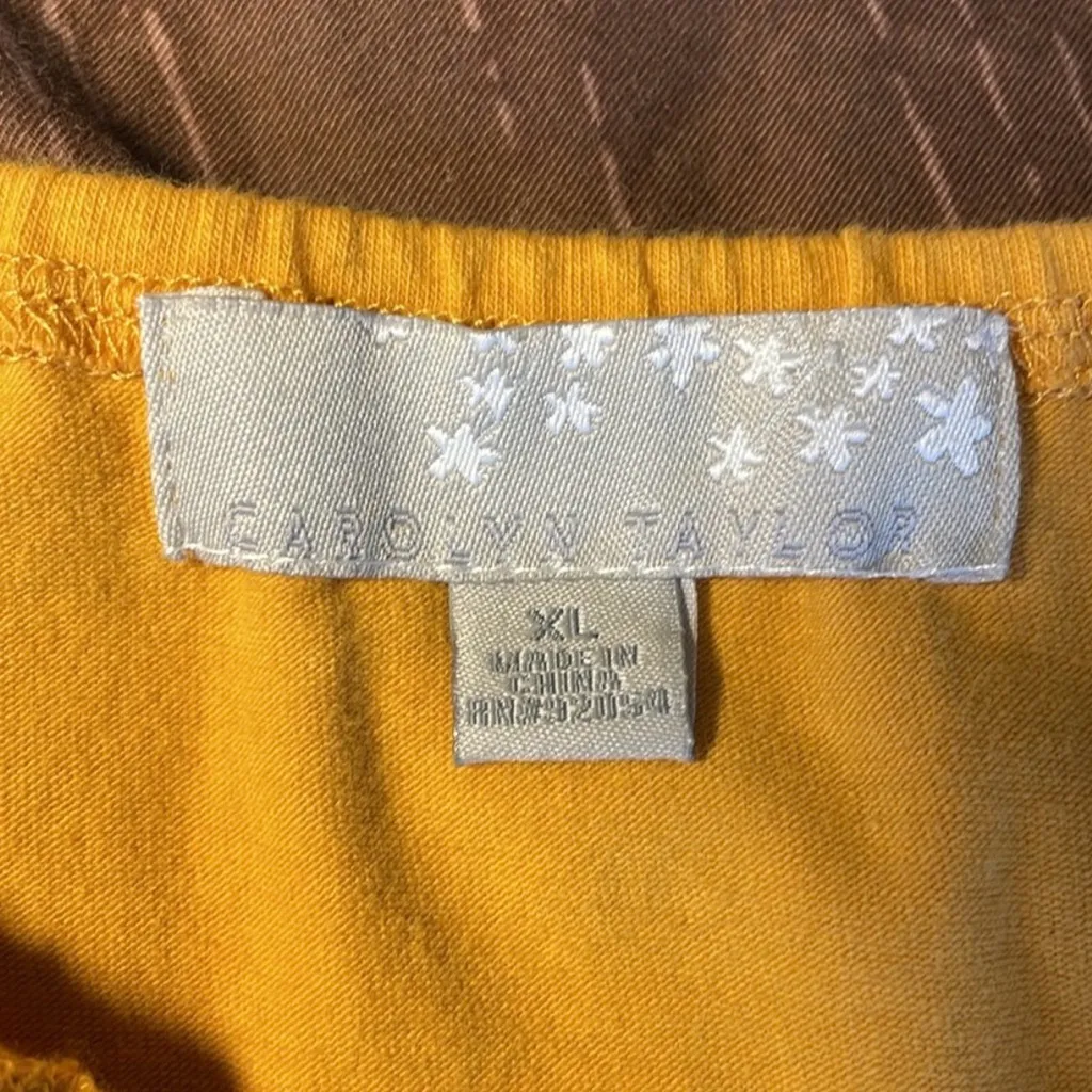 Carolyn Taylor Mustard Yellow Boho Blouse Floral Embroidery print 2X Plus - Image 10