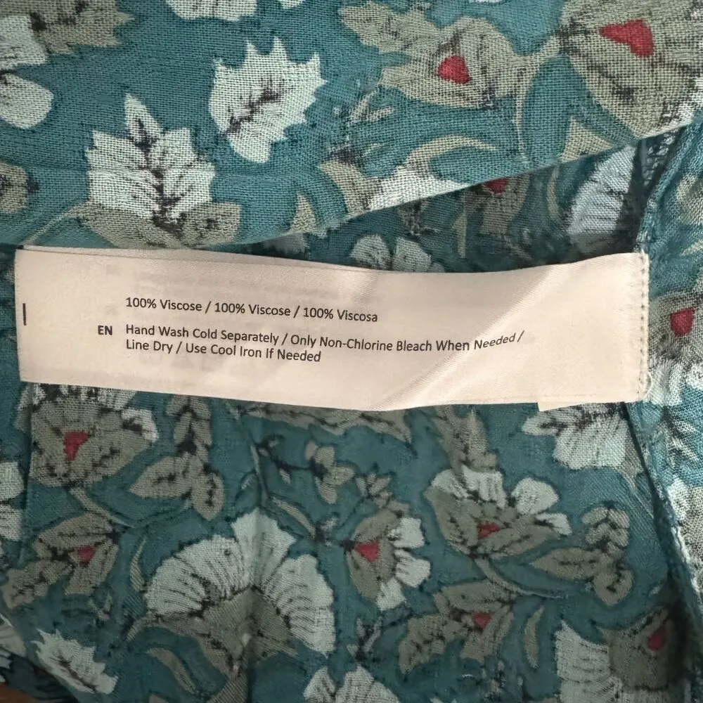 BAND OF THE FREE Jewel Teal Floral Wrap Maxi Dress Hi Low Bohemian Green NWT XS - Image 8