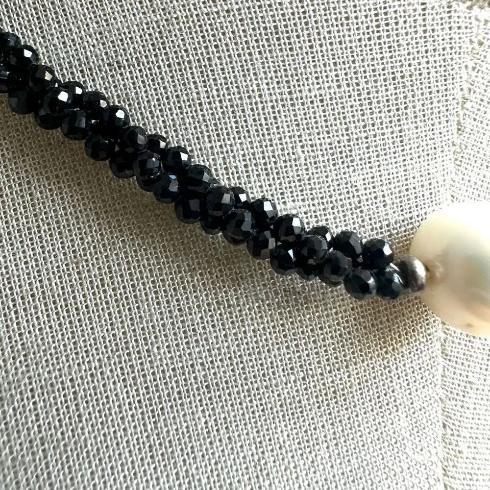AIN black spinel pearl sterling silver necklace Black - Image 4