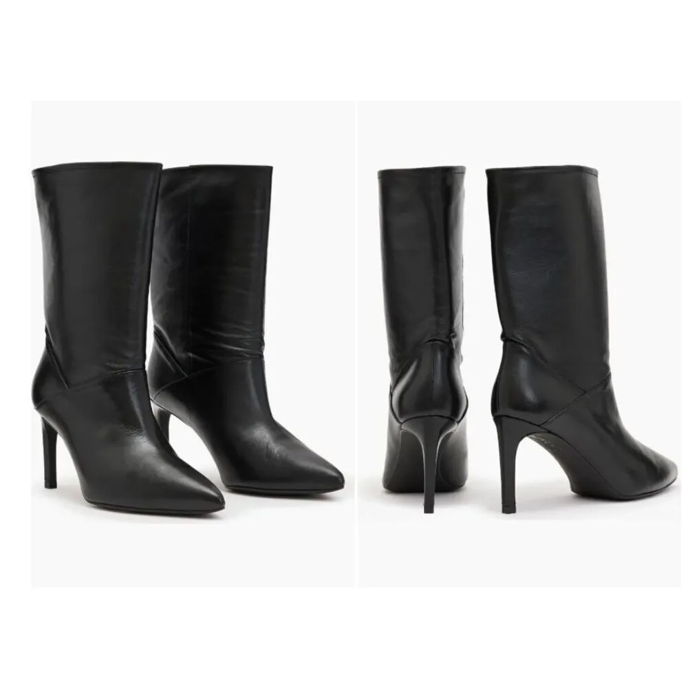 Allsaints Orlana Pointed Toe High Heel Slouch Boots in Black 6 with Box Womens - Image 16