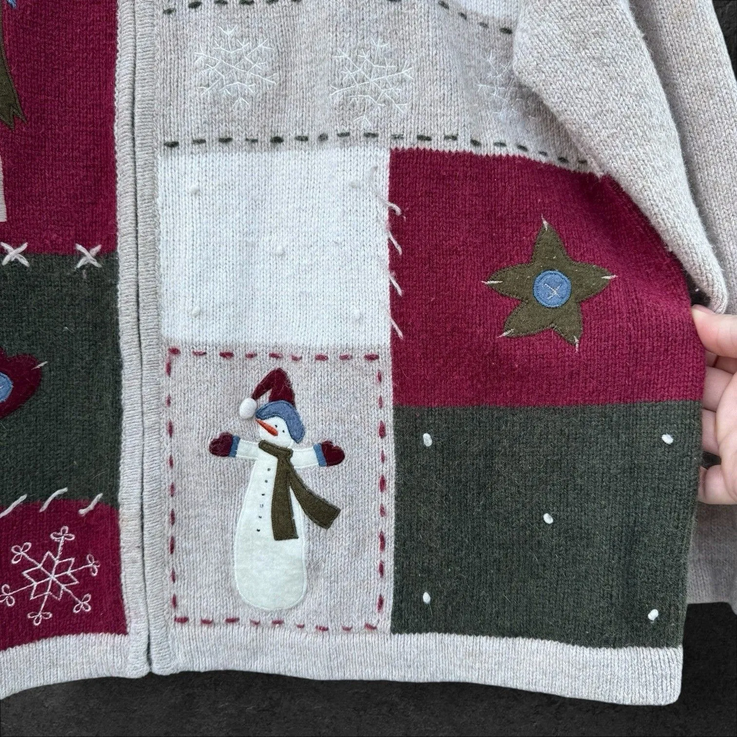 Croft & Barrow Christmas Zip Up Cardigan Sweater Jacket XL Ugly Snowman Holiday - Image 5