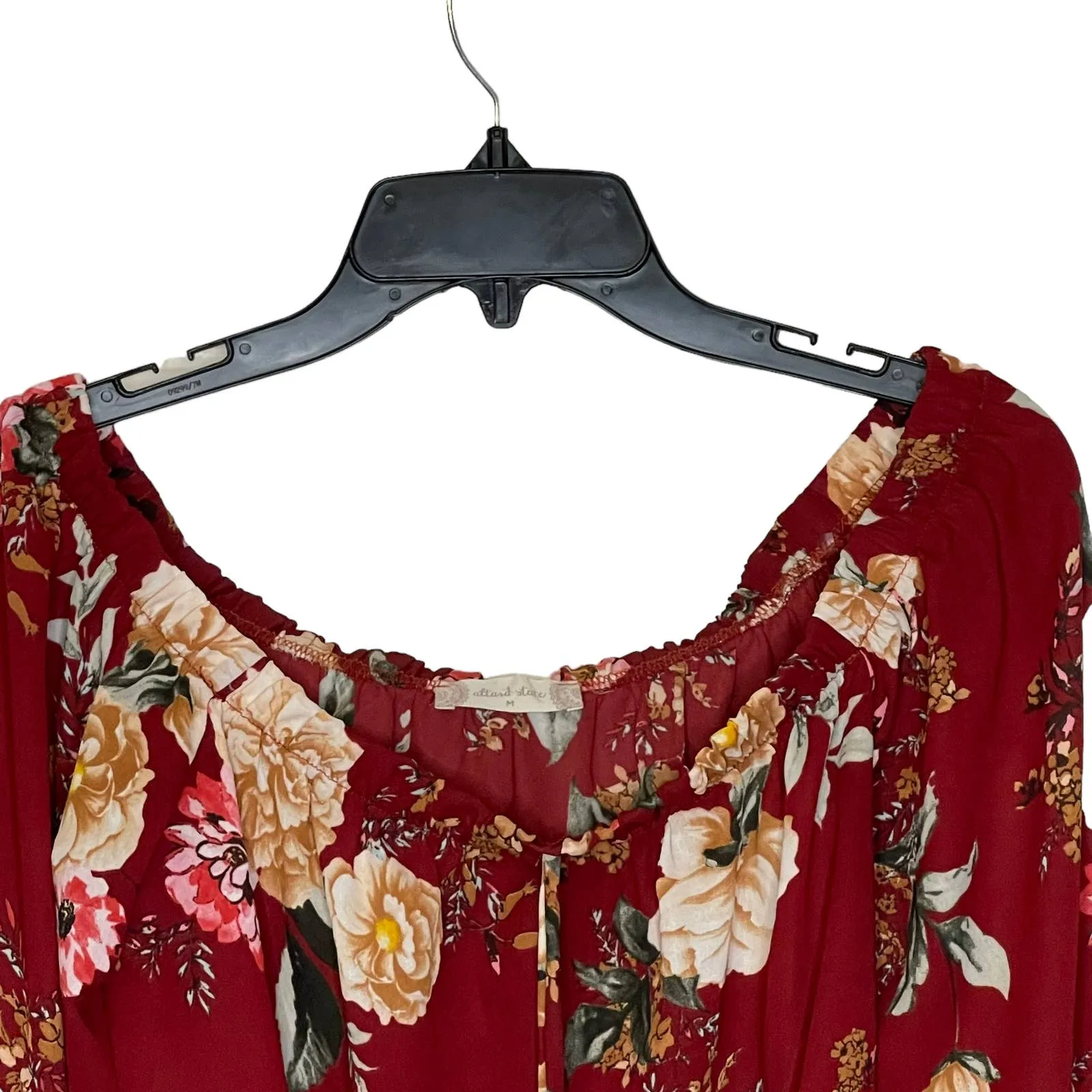 Altard State Boho Floral Off Shoulder Crop Top Longsleeve Tie Front Women Medium - Image 2