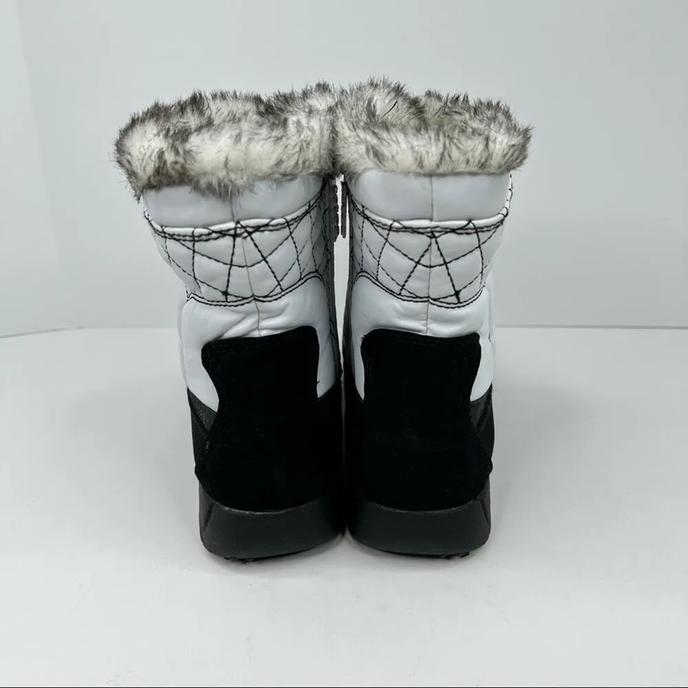 Totes Elle white faux fur lined quilted lace up zip winter ankle boots size 6 Black - Image 4