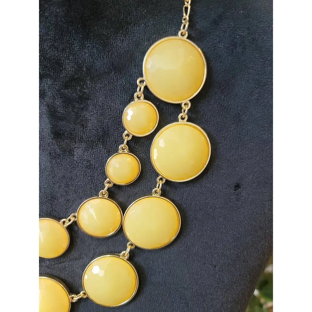 Women's Yellow Bubble Bib Necklace Lobster Clasp Gold Tone Statement Jewelry - Image 4