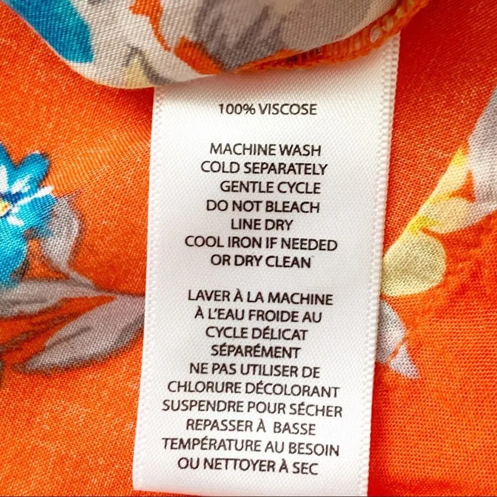 beachlunchlounge Top Latoya Tangerine Floral 3/4 Bell Sleeve Peasant Top Small - Image 10