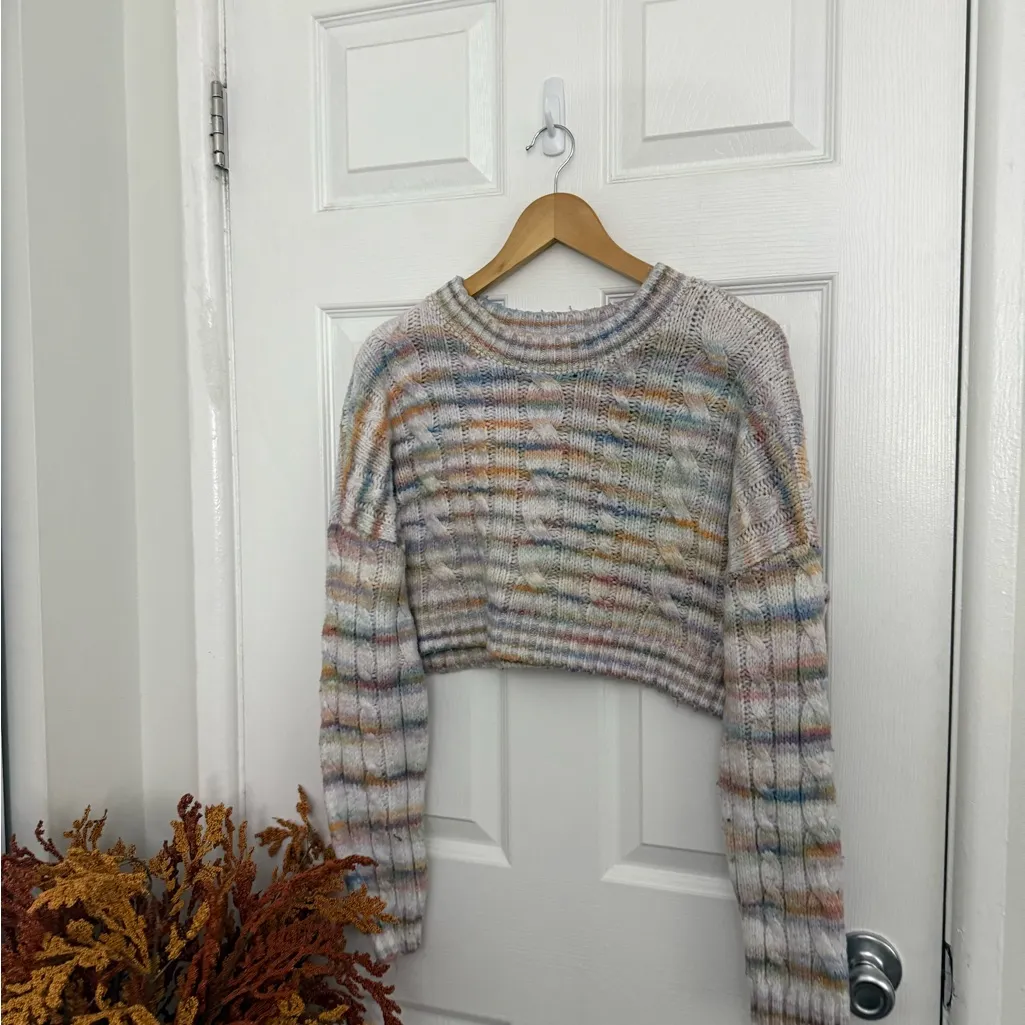 Altar'd State Pastel Cable Knit Striped Sweater - Image 5