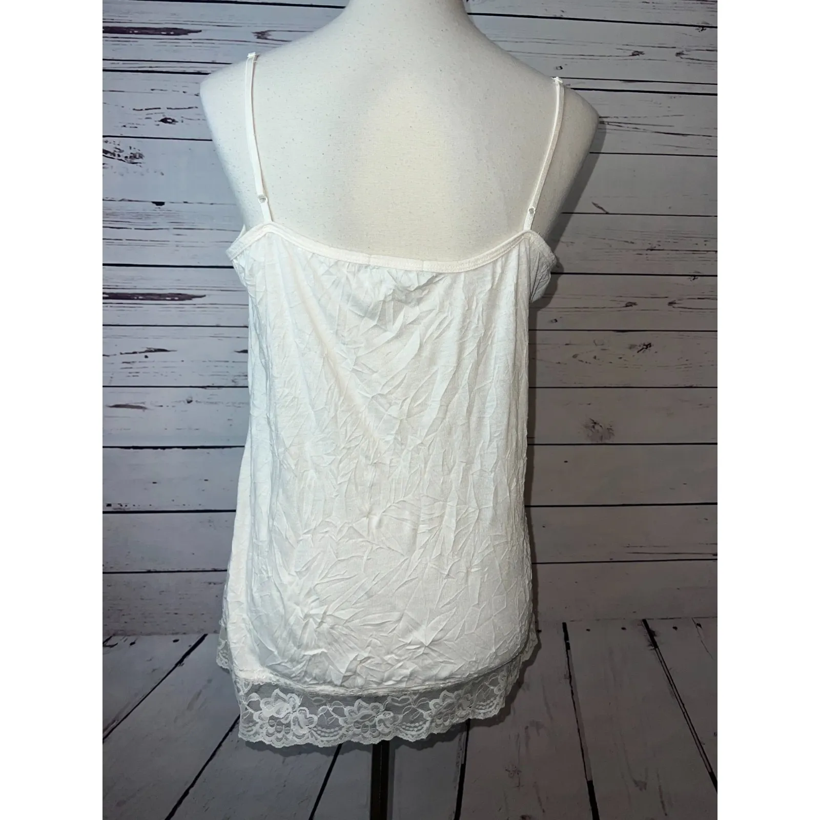 Womens Y2K Babydoll Tank Top Large Coquette Maurices Lace‎ Fairy Cami Bridal - Image 9