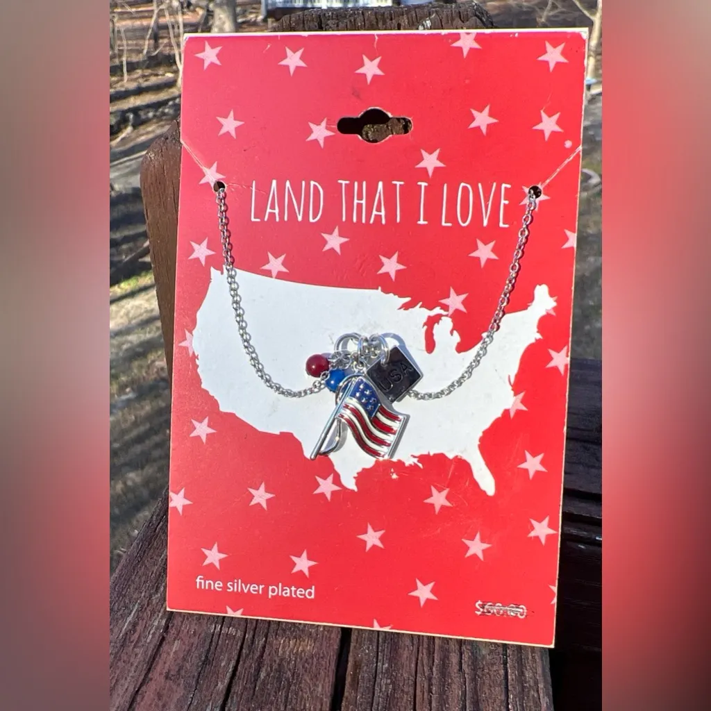Land That I Love Fine Silver Plated American Flag Necklace,Patriotic USA, $60 - Image 12