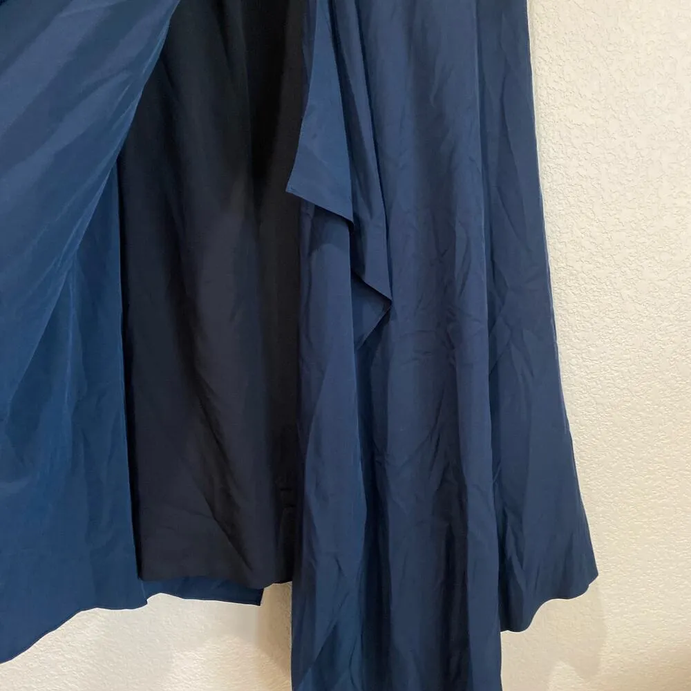 TIBI Strapless Towel Dress Navy Silk Size 2 Chic Effortless Drape Front - Image 10