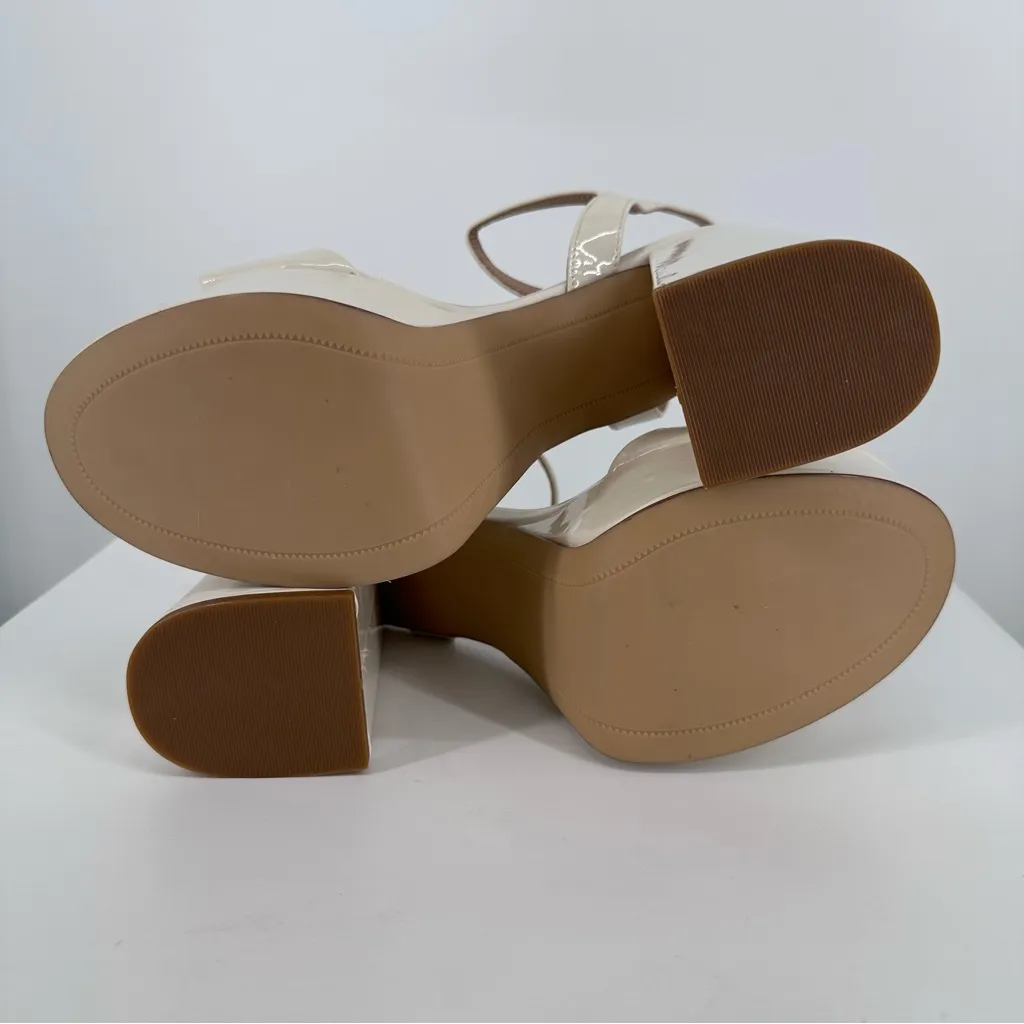 Steve Madden Jolie Platform Ankle Strap Heeled Sandals in Bone Patent size 10 - Image 8