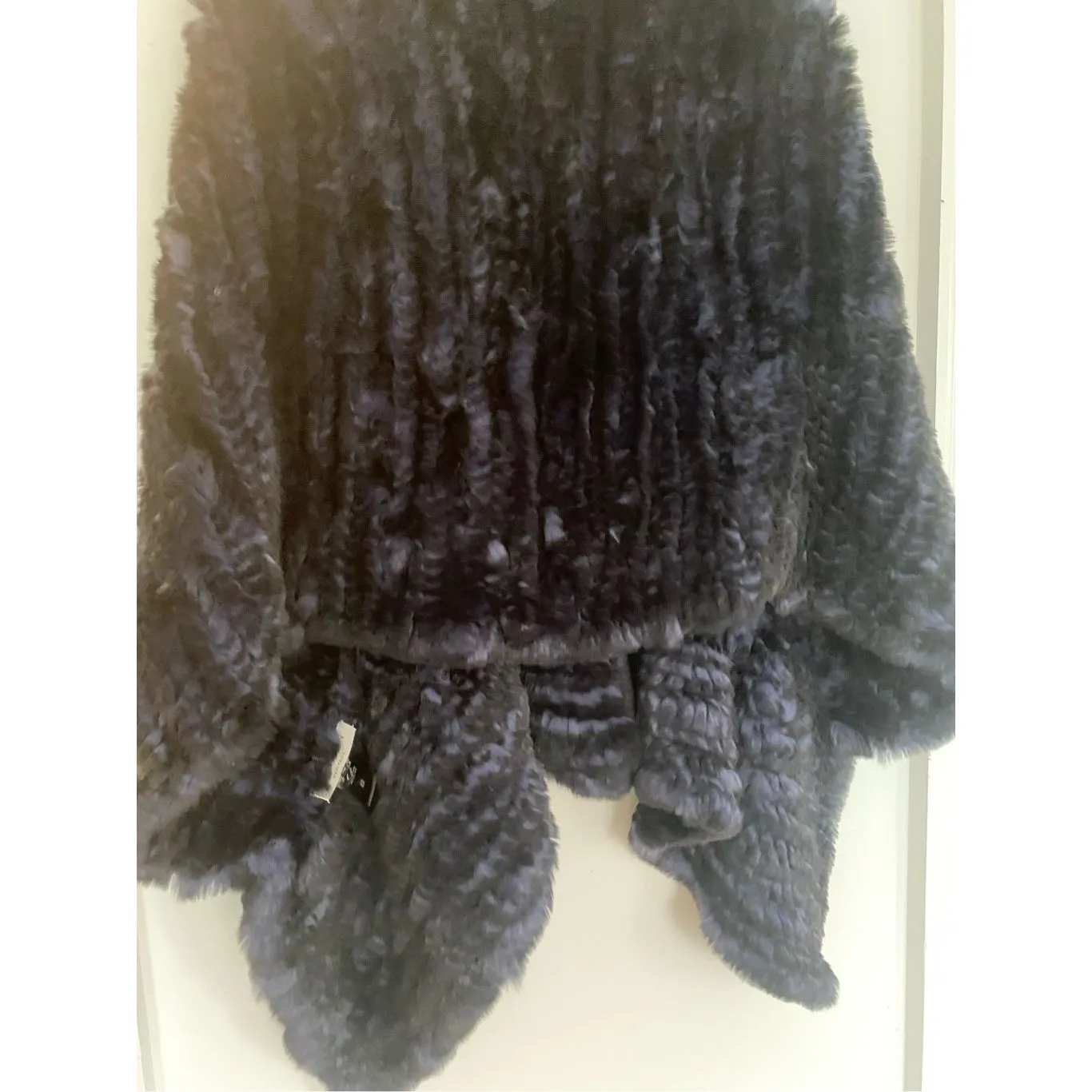 Halston Heritage 100% Dyed Rex Rabbit Fur Shawl/ wrap Blue - Image 8