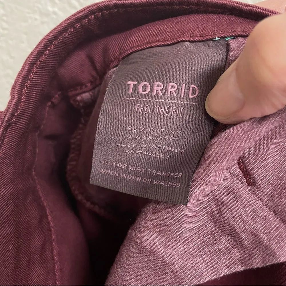 Torrid Crop Skinny Chino Stretch Twill Mid-Rise Pant Burgundy Size 16 NEW - Image 9