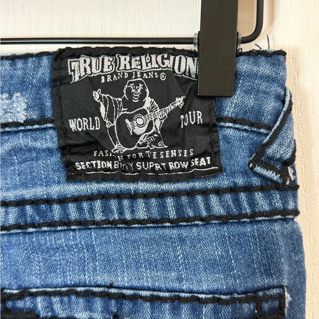 True Religion Women's Distressed Jeans in Deep Blue - Image 9