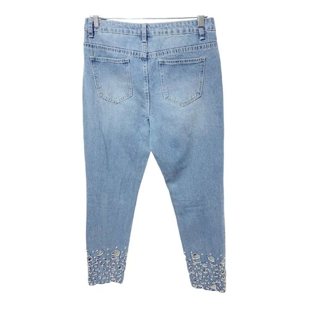Venus Denim Jeans With Rips and Embellishments at Legs Size 6 like new - Image 4