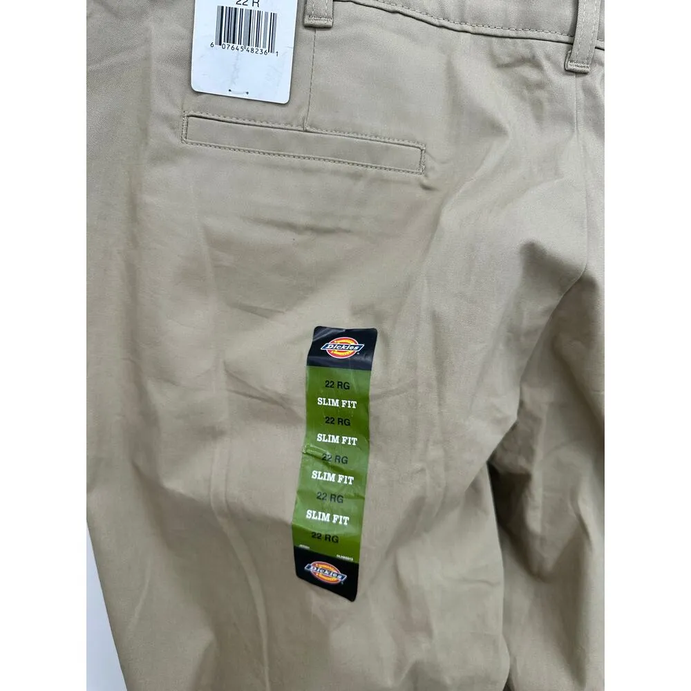 Dickies Khaki Twill Pant Slim Fit Boot Cut Women 22 Reg NWT Workwear Career - Image 8