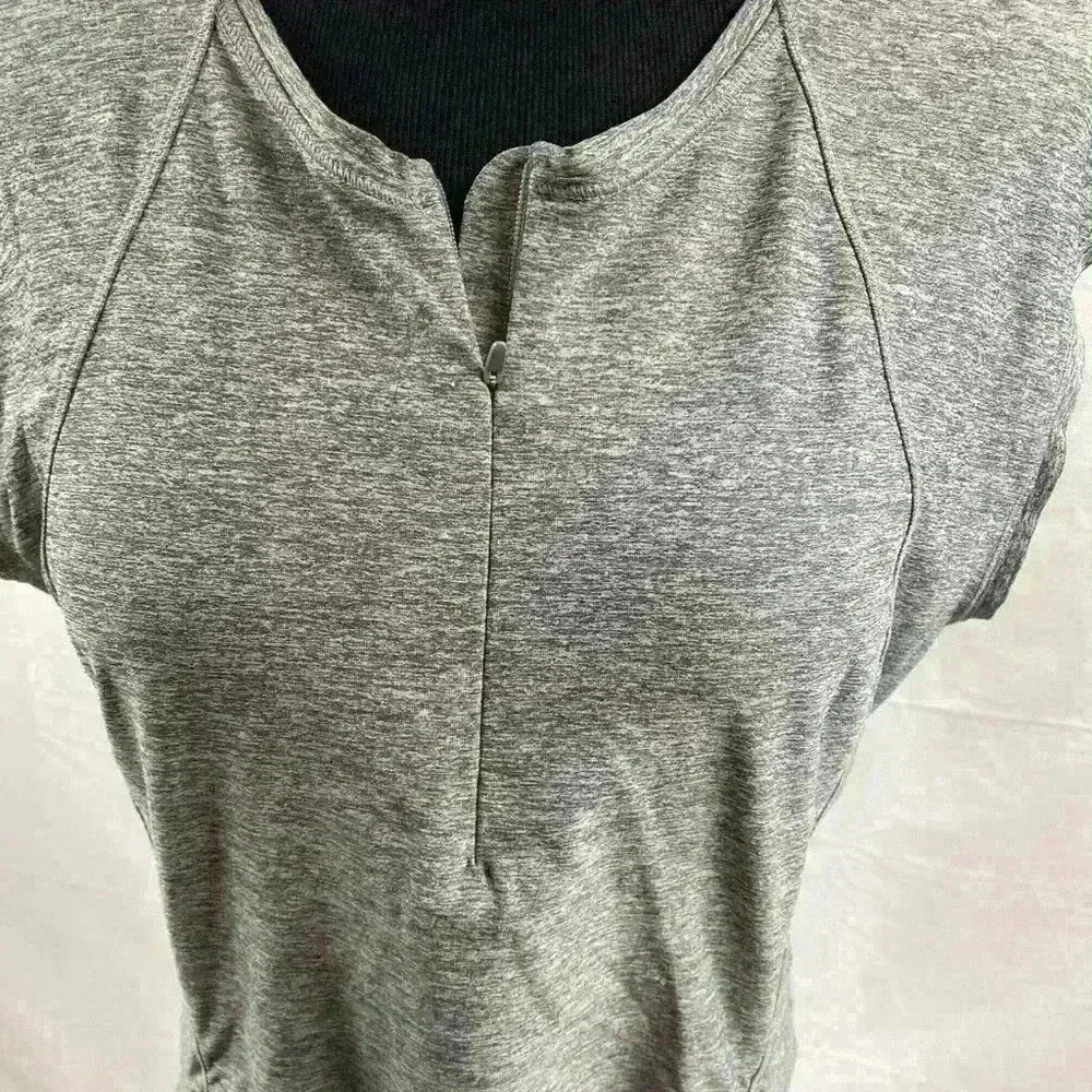 Athleta Sleeveless Bike Cycle Tank Top Large Grey Quarter Zip Gathered - Image 2