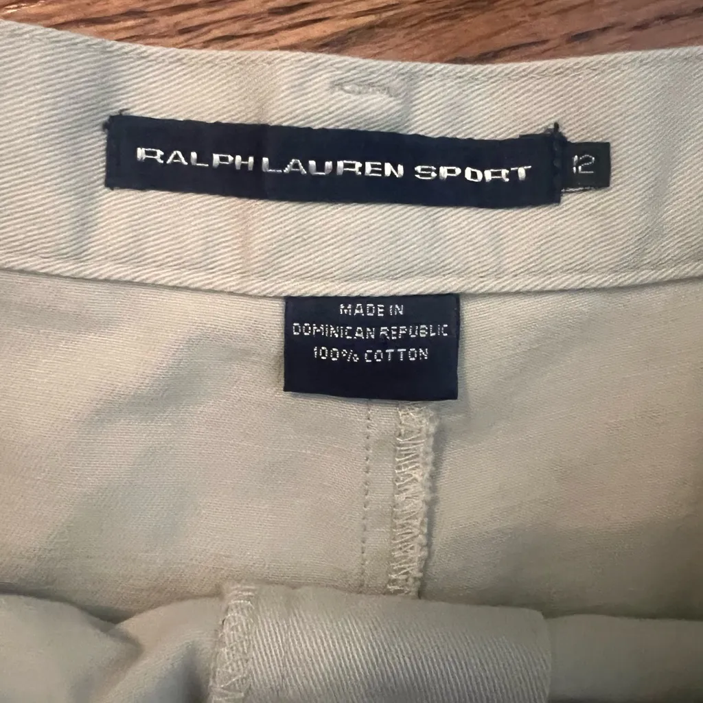 RALPH LAUREN SPORT Polo Horse Logo Khaki Shorts - Size 12 - Image 4