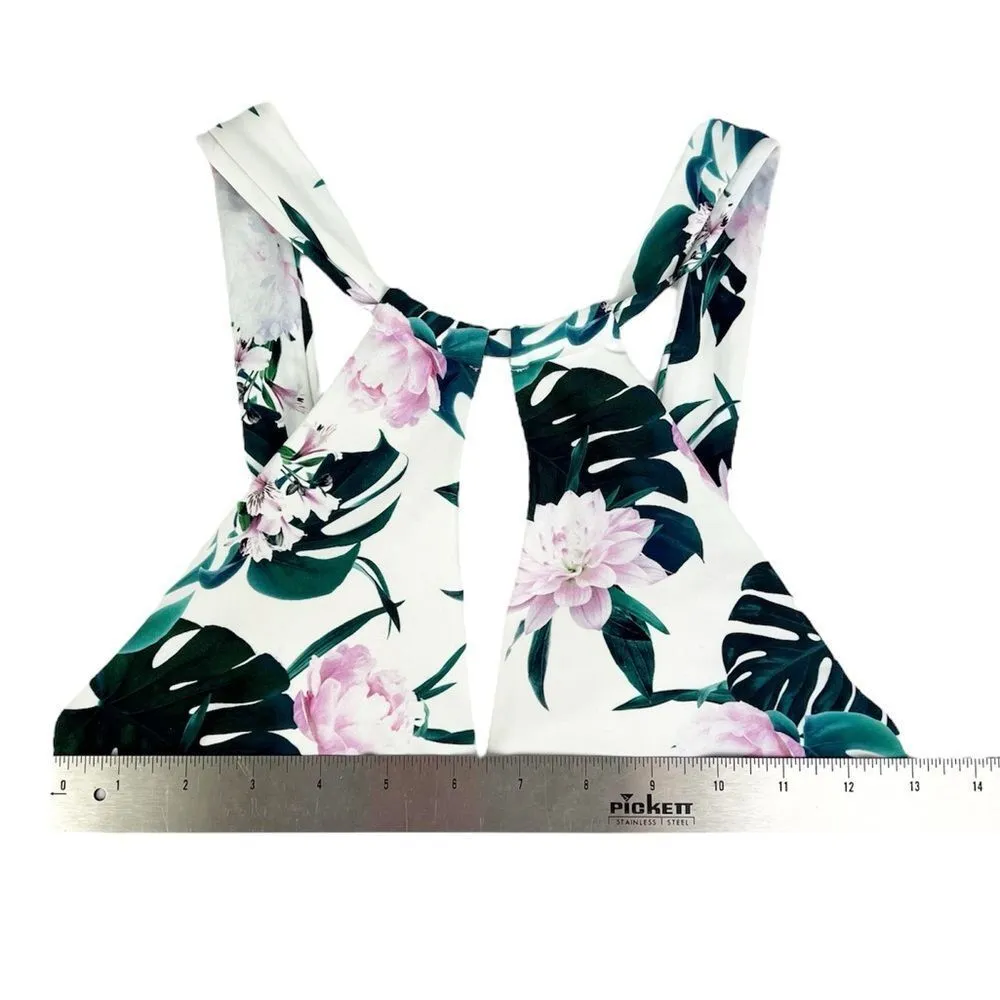 Kendall & Kylie White Tropical Purple Floral Bikini‎ Top Size Small - Image 3