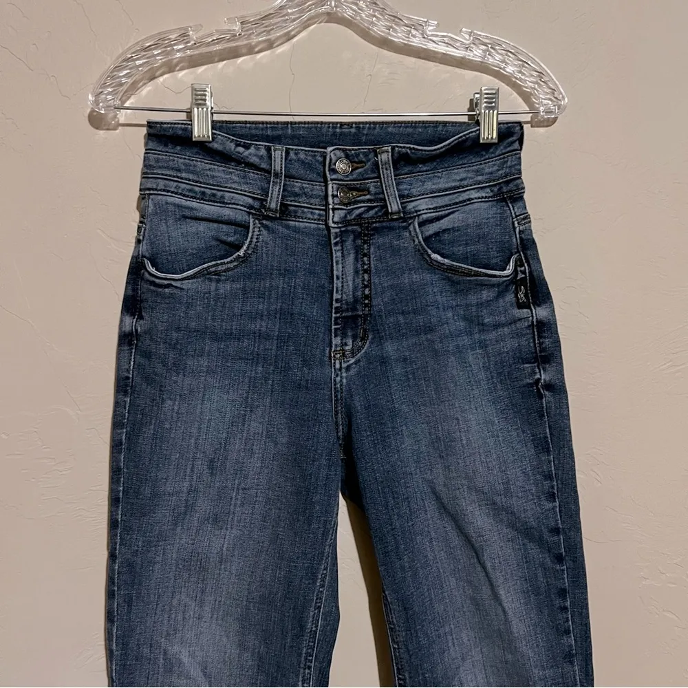 Silver Jeans Co Avery Slim Bootcut High Rise Dark Wash Two Button Denim Jeans - Image 3