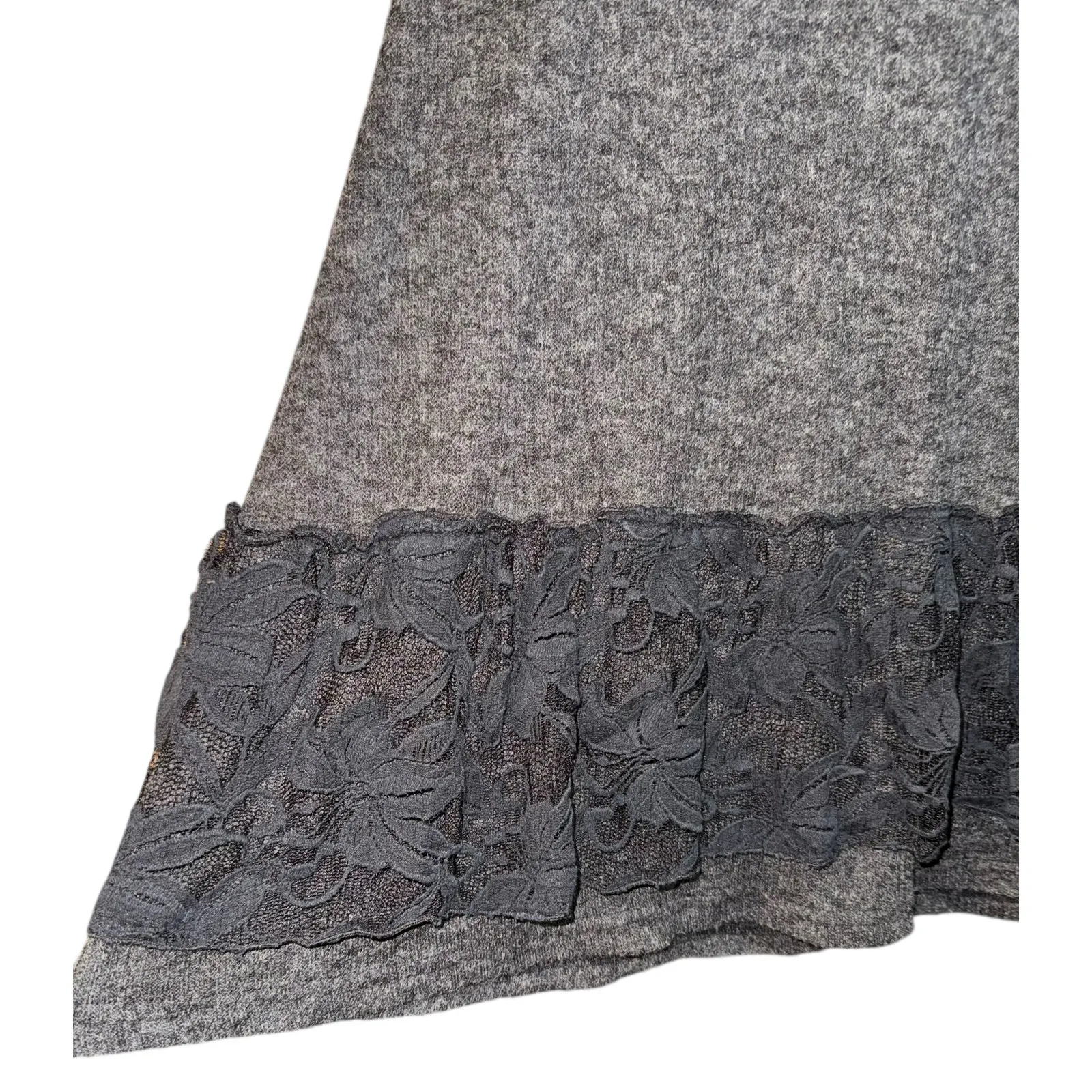 Pretty Angel Linen Blend Knit Sweater Dress Lace Ruffle Hem Women LG Fairy Goth - Image 4