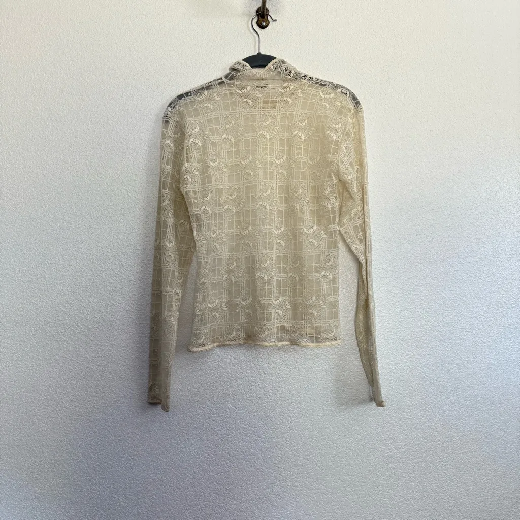 Burberry Cream Lace Long Sleeve Top Medium - Image 5