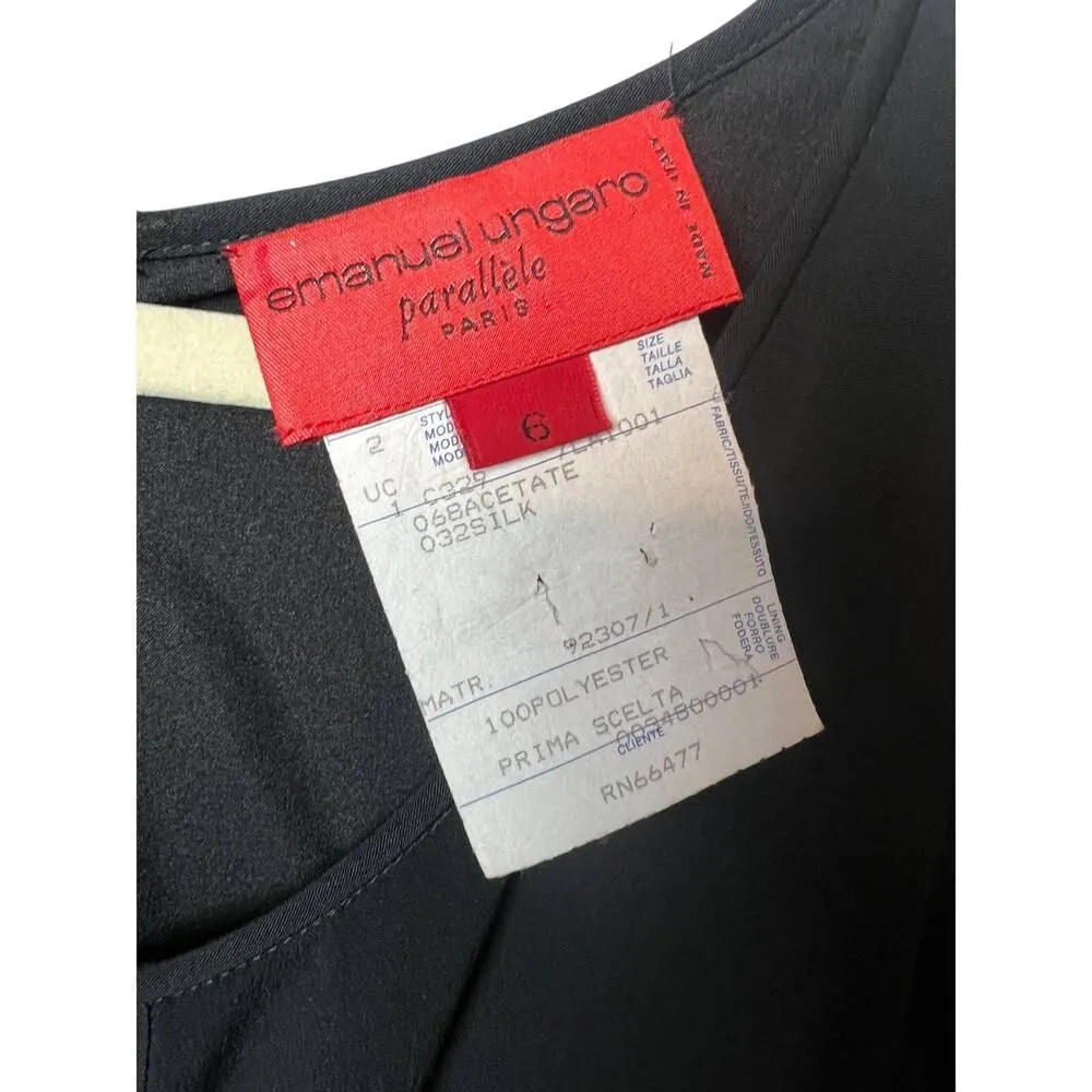 Emanuel Ungaro Gathered Knot Dress NWT Sz. 6 Black - Image 4