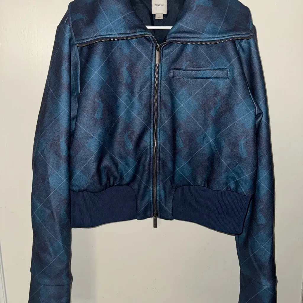 Maeve  Blue Bomber Jacket with Structured Design - Image 9